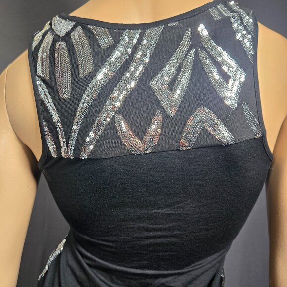 Y2K Sequin Long Tank Size S Black Silver Indie Sleaze Going Out Top 2000s - Picture 8 of 10
